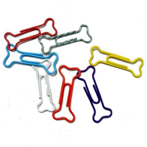 100pcs Bone Shape Multicolor Metal Paper Clips