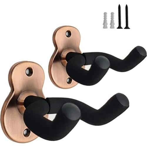 2 Pcs Guitar Wall Mount Hanger Hook Metal Non-slip Holder Stand for Guitar Ukulele Violin Bass Guitar Instrument Accessories