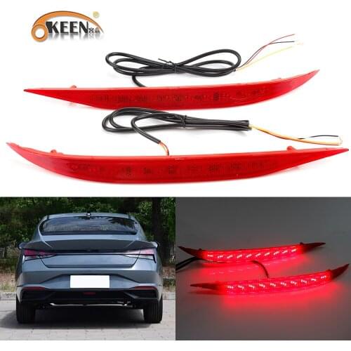 2Pcs For Hyundai Elantra 2021 Car Led Rear Bumper Reflector Turn Flow Tail Light Taillight Braking Daytime Lamp Auto Accessories