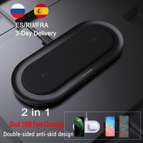 2 in1 Fast Dual Wireless Charger Pad for Airpods Pro for iPhone X XR XS 11 Pro Max Samsung S10 Xiaomi QI Induction 20W Charging