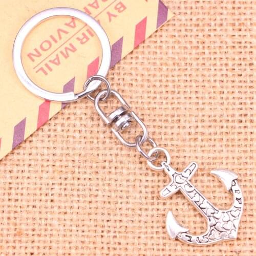 20pcs New Fashion Keychain 34*26 mm heart anchor Pendants DIY Men Jewelry Car Key Chain Ring Holder Souvenir For Gift