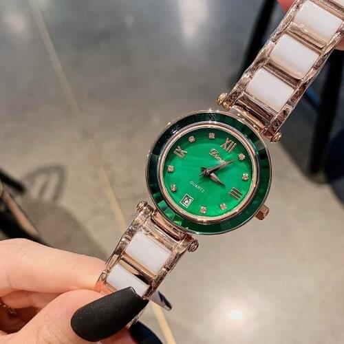 2021 Top Brand Luxury Women Watches White Ceramic Diamond Ladies Watch Gift Sapphire Quartz Wristwatch Relogios Femininos Clock