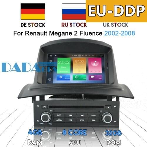 2DIN Android 8.0 4GB RAM Car Radio DVD Player for Renault Megane 2 Fluence 2002-2008 Satnav Car Stereo Unit GPS Navigation Audio