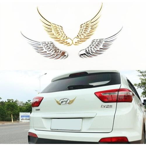 Car styling funny car sticker badge angels wings 3D metal auto sticker decal for Mitsubishi ASX Outlander Lancer Evolution