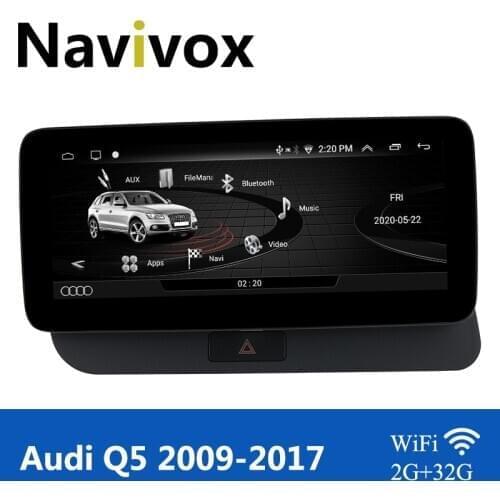 Navivox Andoid 10.0 Car DVD Player Stereo Head Unit Auto Radio For Audi Q5 2009-2017 GPS-Navi SWC BT Wifi 8.8"/10.25"