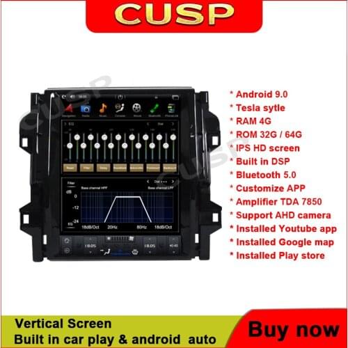 Android 9 Vertical Screen Tesla style Car GPS Navigation For Toyota Fortuner 2016- head unit multimedia player tape recorder