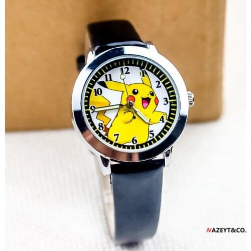 Pokemon Pikachu Childrens watch with luminous dial Child student Cartoons Childrens quartz leather l watch birthday present