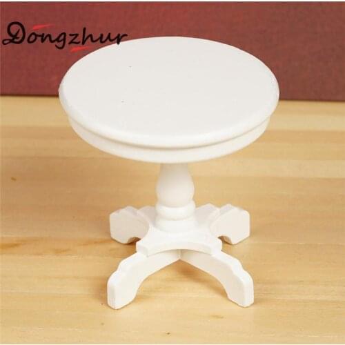 Dongzhur New Retro Round Table 1:12 Dollhouse Miniature WJ1392 Dollhouse Accessories Dollhouse DIY Model Furniture Miniatur G7W5