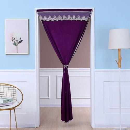 Punch-free Door Screen Velvet Winter Windproof Summer Anti-mosquito Kitchen Anti-smoke Bedroom Anti-peeping Door Screen F0406