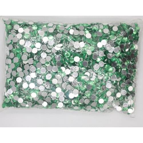 Fluo Green Color 1.5~12mm Flat Back Round Acrylic Rhinestones Beads,3D Acrylic Nail Art / Garment Decoration