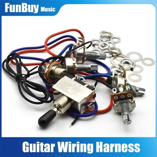 Electric Guitarra Wiring Harness Prewired 3 way Toggle Switch Jack 500k Pots for Gibs LP Electric Guitar 2T2V Replacement