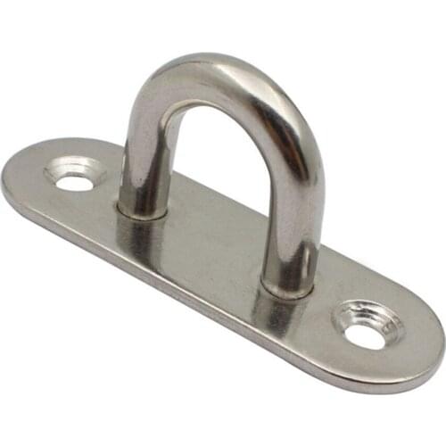 2 PC 304 Stainless Steel Pad Eye Heavy Duty Oblong Plate Staple Ring Hook Loop Plate Fixed Buckle Boat Eye Plate