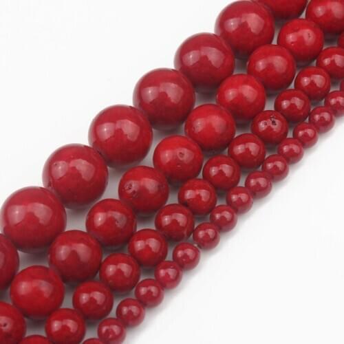 Red Fossils Jaspers Round Stone Beads Loose Spacer Beads For Jewelry Making DIY Perles Bracelet Pick Size 4 6 8 10mm 15"Strands