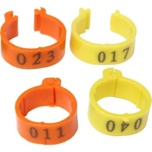 100Pcs 001-100 Numbered Leg Bands 18mm Rings for Clip On Poultry Hens Chicken