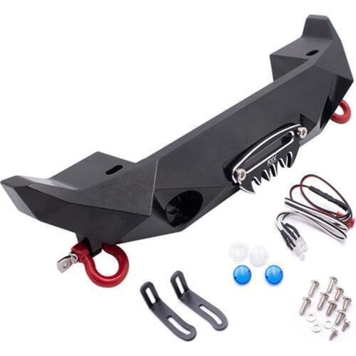 KYX Racing Metal Front Bumper with Lights Lamp for 1/10 RC Crawler Car Axial SCX10 II 90046 Wrangler Body Shell