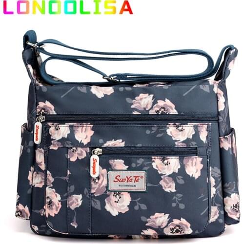 Fashion Floral Pattern Women Shoulder Bag High Quality Waterproof Nylon Crossbody Female Multi Pockets Messenger Bag for Lady