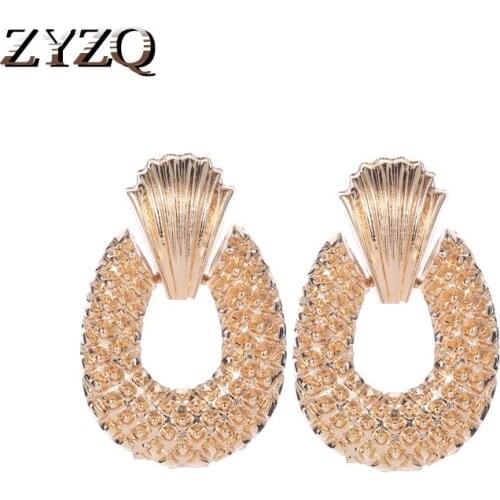 ZYZQ New Trendy Punk Stylish Earrings For Women With Special Rough Pattern Engraved Euro Women Accessories Wholesale Lots&Bulk