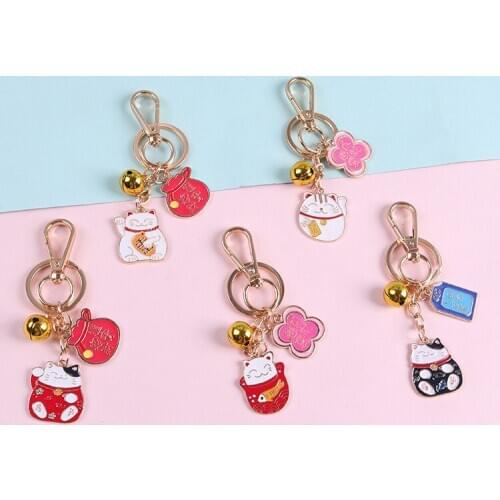 Omanori cute Cat alloy key chain New Year good luck present small pendant