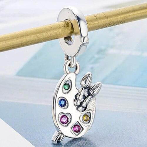 Original Artists Palette With Multicolor Crystal Pendant Beads Fit 925 Sterling Silver Charm Pandora Bracelet Diy Jewelry