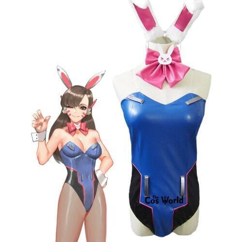 OW DVA Bunny Girl Rabbit Girl Jumpsuits Maid Dress Uniform Games Cosplay Costumes