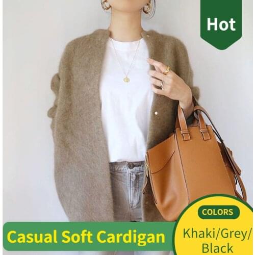 Office Ladies Elegant Sweater Cardigan Spring Autumn Japan Minimalist Solid Outwear Women Korean Style Open Front Knitted Coat