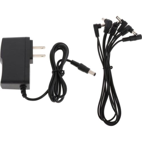 9V AC/DC Converter Adapter Power Supply Charger US Plug with 1 to 5 way Cable Set Guitar Effector Accessory