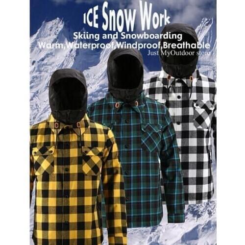 -30 Plaid Shirt Womens Snow Suit Wear Outdoor Sports Ski Costumes 15K Waterproof Snowboard Clothing Jacket Winter Coats Female