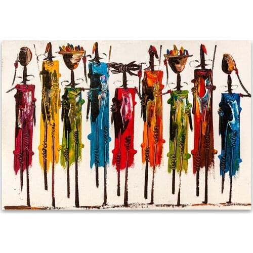 Hand Painted Modern Home Decor Modular Pictures Africans Abstract Canvas Oil Painting Living Room