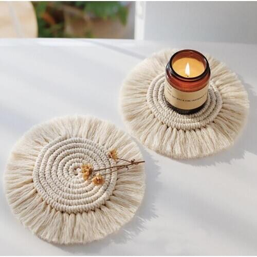 Northern Europe Cup Pad Non-slip Insulation Mats Pure Handmade Cotton Braid Macrame Tablecloth Table Mat For Kitchen