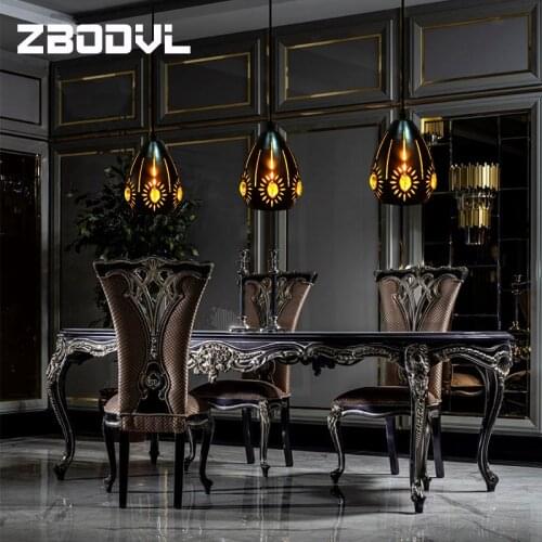 Vintage Lron Art Pumpkin shape Pendant Light E27 Led Dining Coffee Bar Hanging Lamps Nordic Iron Lampshade Pendant Lamp