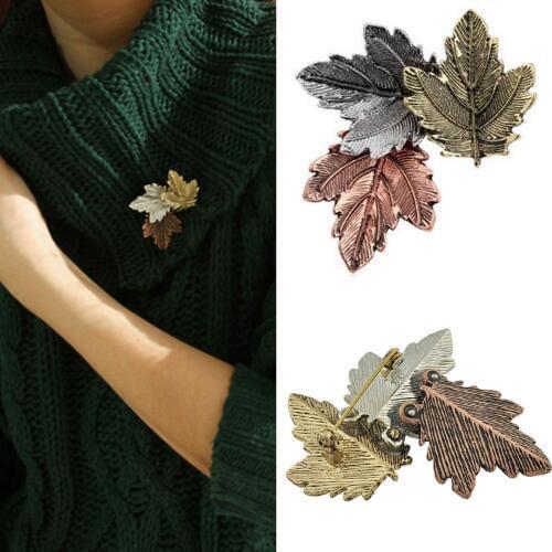 WKOUD Brooch Mujer Vintage Pin Maple Leaf Brooch Brooches Pins Exquisite Collar For Women Dance Party Accessories