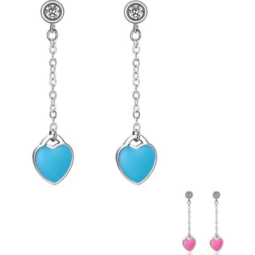 ZEMIOR 925 Sterling Silver Drop Earrings For Women Trendy Zircon Heart Earings Pendientes Fine Jewelry Gift New Arrival