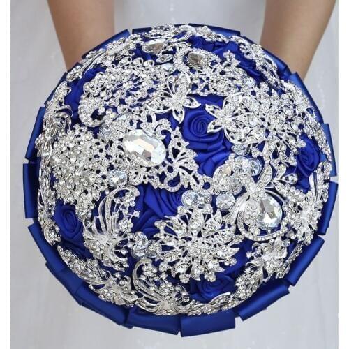 Royal Blue Wedding Bouquet Brooches bridal bouquet Artificial Wedding Flower Rhinestone Bridesmaid 2020 bouquet de mariage