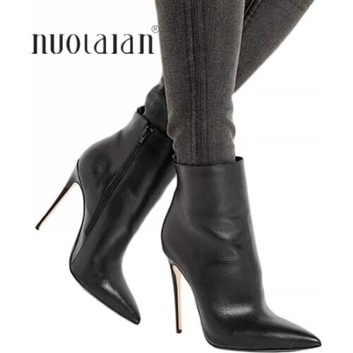 Sexy Ankle Boots High Heels Boots Woman 2020 Autumn Winter Boots For Women 10cm Ankle Shoes Woman High Quality Handmade Boots