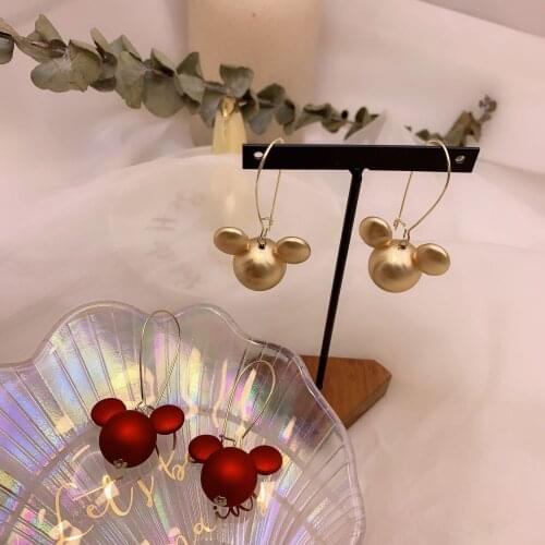 Disney Mickey earrings simple fashion Mickey head earrings wild long ear hook ladies accessories 2pcs/lot