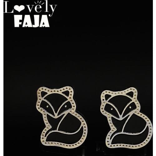 2021 Fashion Fox Enamel Stainless Steel Earring for Women Silver Color Statement Earrings Jewelry pendientes E61271S03