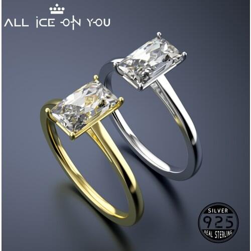 Square Gold Plated Luxury 925 Sterling Silver 0.5-1CT D Color Moissanite Ring VVS1 Jewelry Wedding Diamond 4law Ring Women Gift