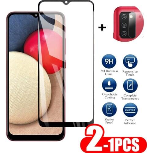 1-2PCS For Samsung Galaxy A02S A025F Tempered Glass Screen + Camera Protector On For samsung a12 a42 Protector Screen Lens Glass