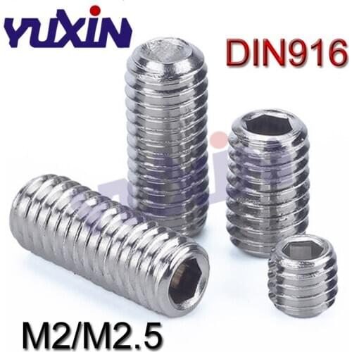 100Pcs/200Pcs DIN916 GB80 M2 M2.5 A2 Stainless Steel 304 Surfboard Fin Screws Inner Hex Cup Point Socket Set Grub Screw