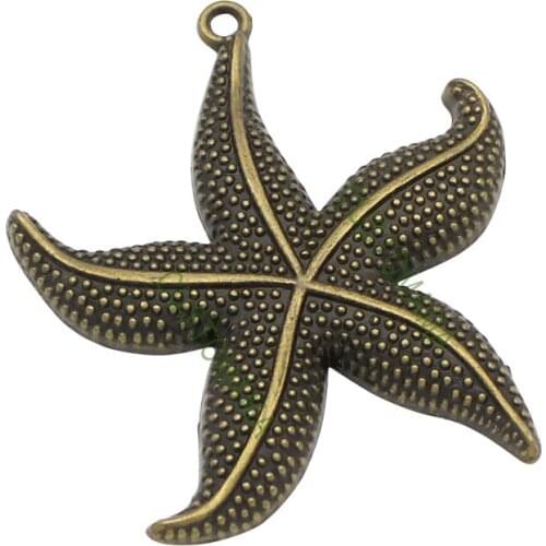 15pcs-Antique Bronze Large Starfish Charms Pendant, DIY For Bracelet Necklace 49x43mm