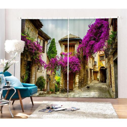 2017 Beautiful streets 3D Blackout Curtains For Living room Bedding room Decor Tapestry Wall Carpet Drapes Cotinas