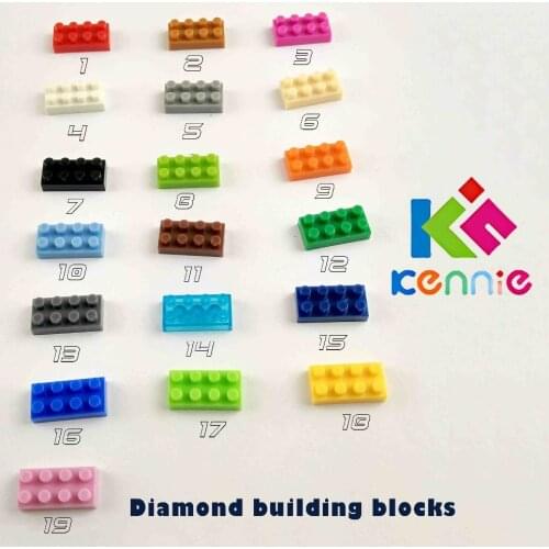 4800pcs/lot Kennie mini NO.3020 Bulk color Parts bulk PLATE 2X4 Diamond building blocks Parts DIY toys for children gifts