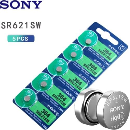 5Pc Sony 621 Watch Battery AG1 LR621 sr621sw 364A 1.5V LR60 Silver Oxide Button Cell Battery For Watch Electronic Calculator