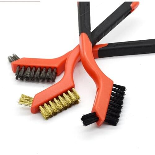 7 inches Wire Brush Set Cleaning Brush Tool Steel Metal Brass Nylon Cleaning Polishing Rust Brush Metal Cleaning Brush Tool 3pcs