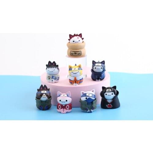 8 pieces/set Anime Naruto Doll Kawaii Toy Mini Q Version Doll Model Action Model Doll Naruto Cat Cartoon Childrens Gift Toy Set