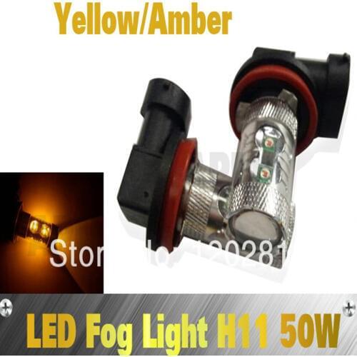 Free shipping Free shipping 2pcs 50W H11 CREE Led Chip Yellow Amber DRL Car Fog Light DRL Bulb Lamp