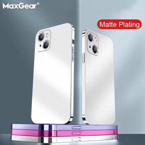 Square Plating Solid Matte Soft TPU Case For iPhone 12 13 11 Pro Max Mini XS MAX X XR 7 8 Plus SE 2020 Luxury Slim Cover Coque