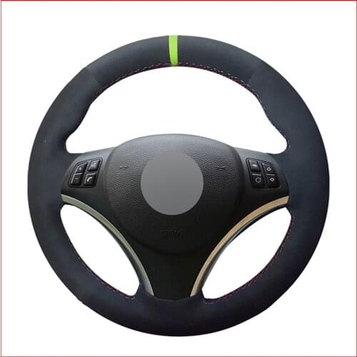 Black Suede Hand Sew Comfortable Soft Steering Wheel Cover for BMW E90 E91 E92 E93 E87 E81 E82 E88 X1 E84 Accessories
