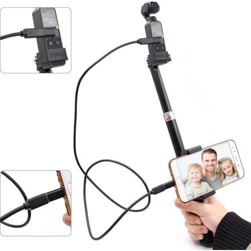 DJI OSMO Pocket Lock Phone Clip Telescopic Rod Selfie Stick Camera Transfer Micro type c Extended Cable with ABS holder