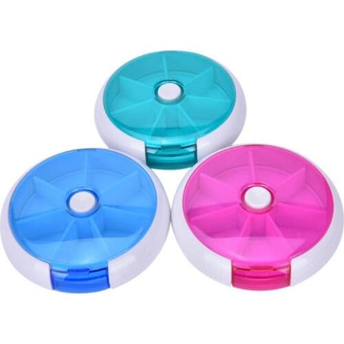 Auto-rotating Button Seven Grid Medicine Box Travel Home Portable Medicine Box Home Department Store Fruit Color